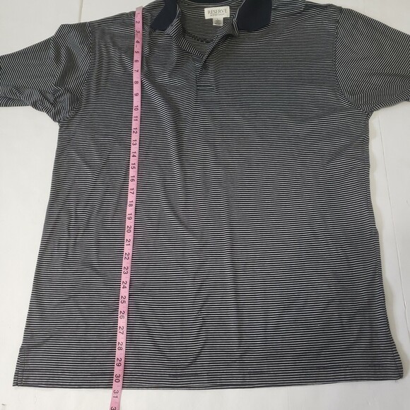 Sport Haley RESERVE Mens Large Polo Shirt Navy Striped Cotton Short Sleeved - Picture 6 of 9